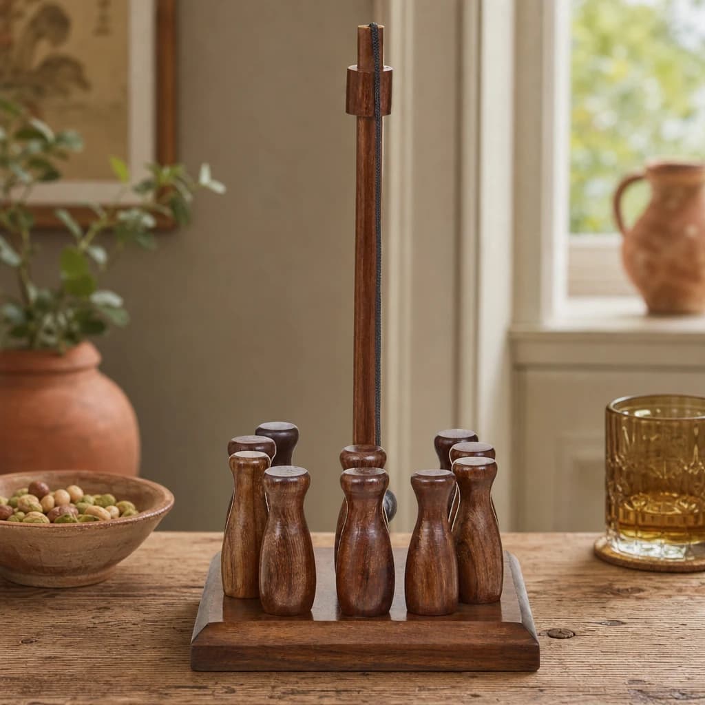 Churchill Games Sheesham Wood Bar Skittle Set - Decorative, photo 1 of 6