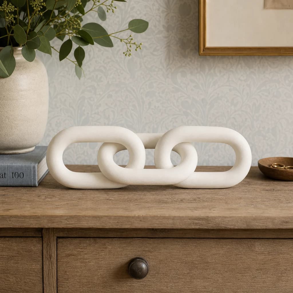 Cato White Wood 3 Link Chain Decor - Decorative, photo 1 of 7