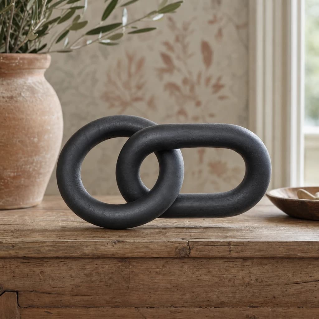Cato Black Wood 2 Link Chain Decor - Decorative, photo 1 of 7