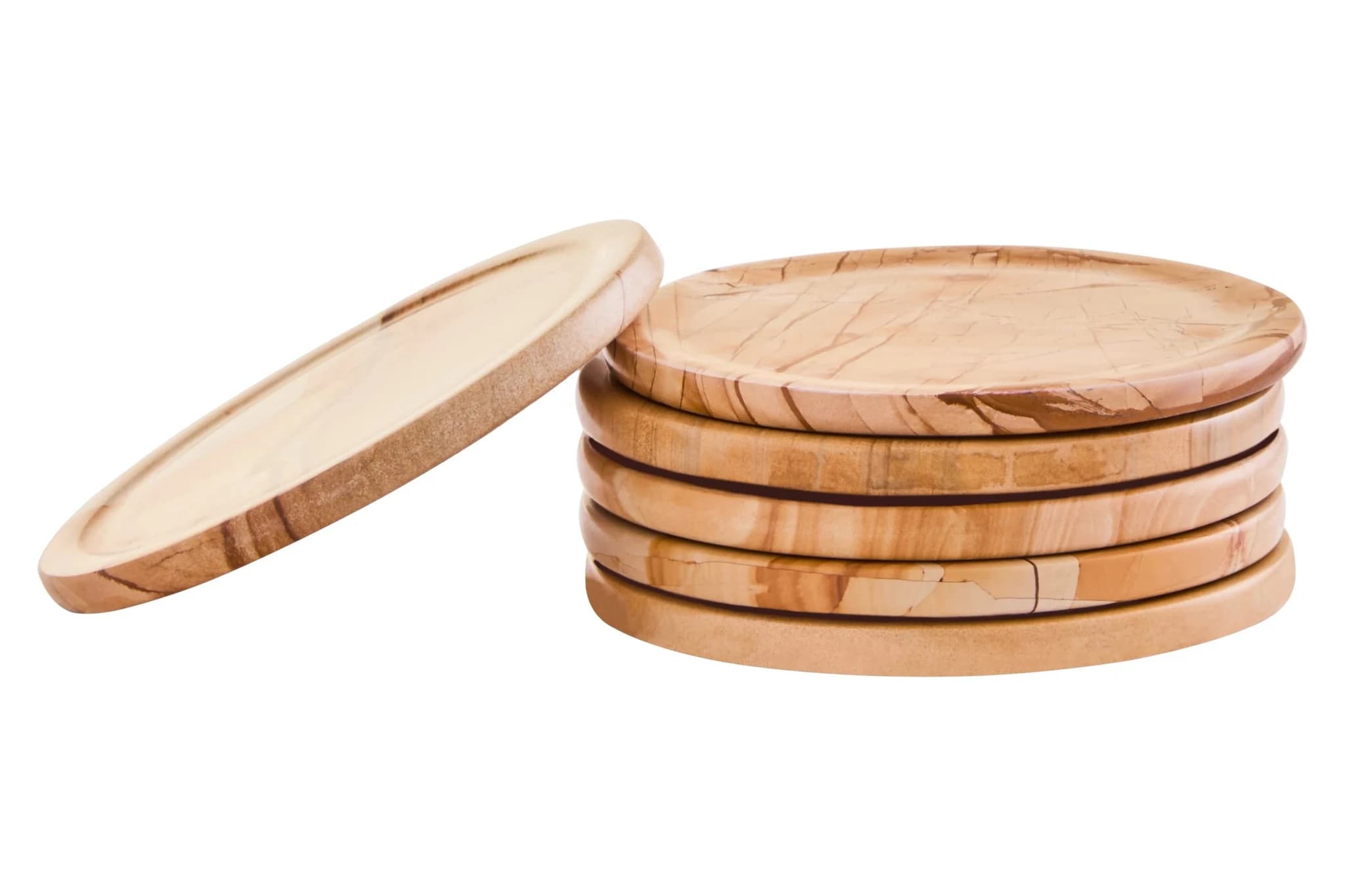Tiago Teakwood Marble Set of Five Round Coasters with Holder - Decorative, photo 6 of 8