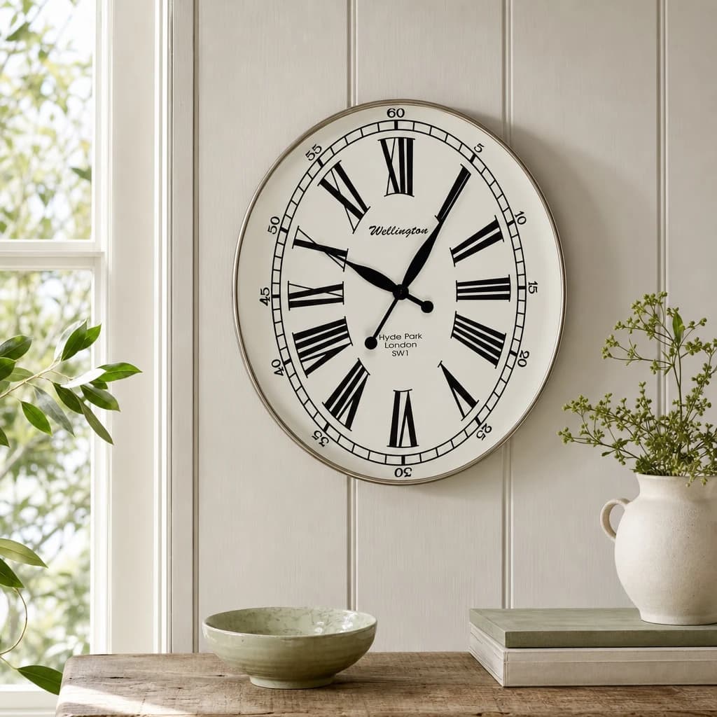 Hampstead White and Black Wall Clock - Decorative, photo 1 of 2