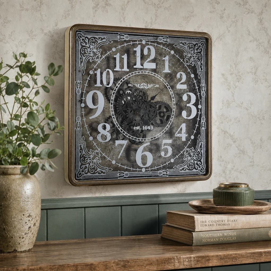 Carlin Antique Gold Square Wall Clock - Decorative, photo 1 of 2