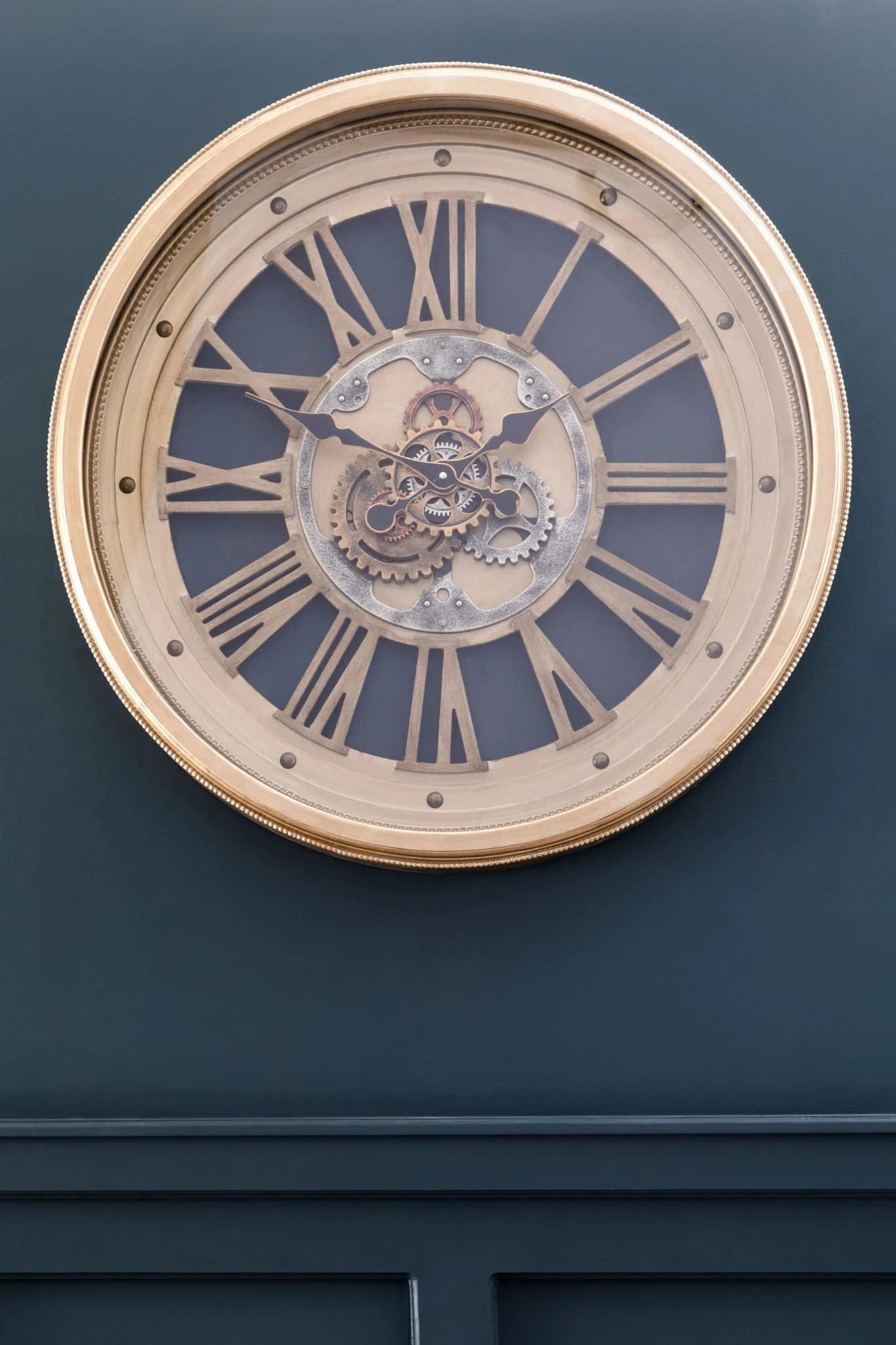 Cassop 82cm Dia Antique Gold Round Wall Clock - Decorative, photo 2 of 3
