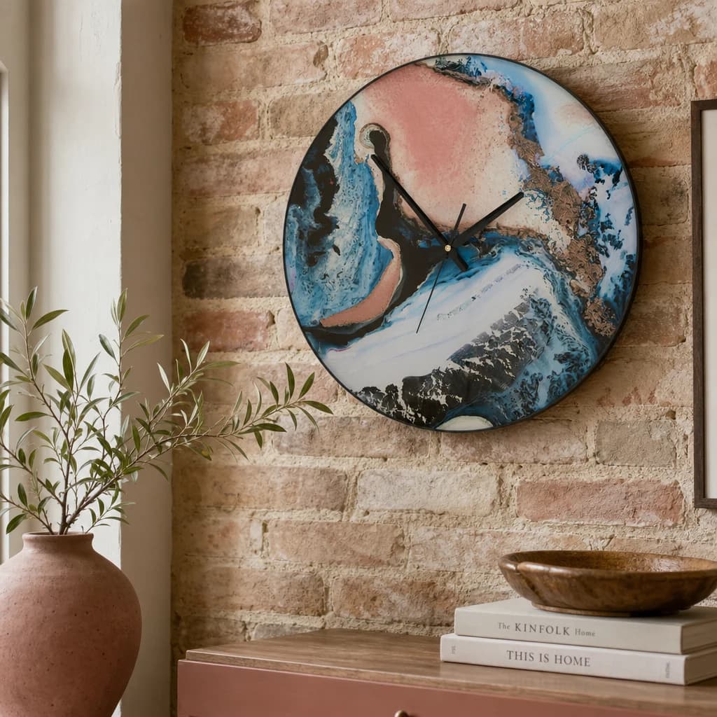 Celina 45cm Dia Pink and Blue Wall Clock - Decorative, photo 1 of 3