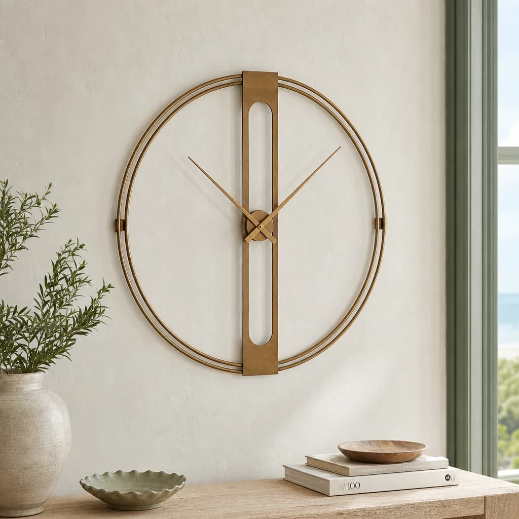 Beauly 107cm Dia Gold Finish Dual Ring Wall Clock - Decorative, photo 1 of 2
