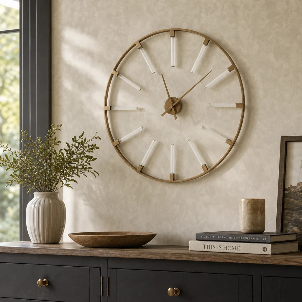 Beauly Gold Finish Round Wall Clock - Decorative, photo 1 of 2