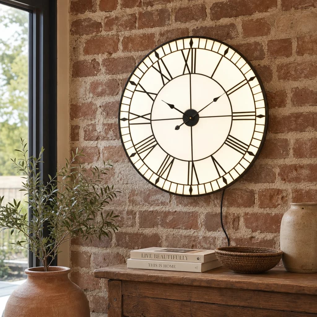 Genova 80cm Dia Large Black and White LED Wall Clock - Decorative, photo 1 of 7