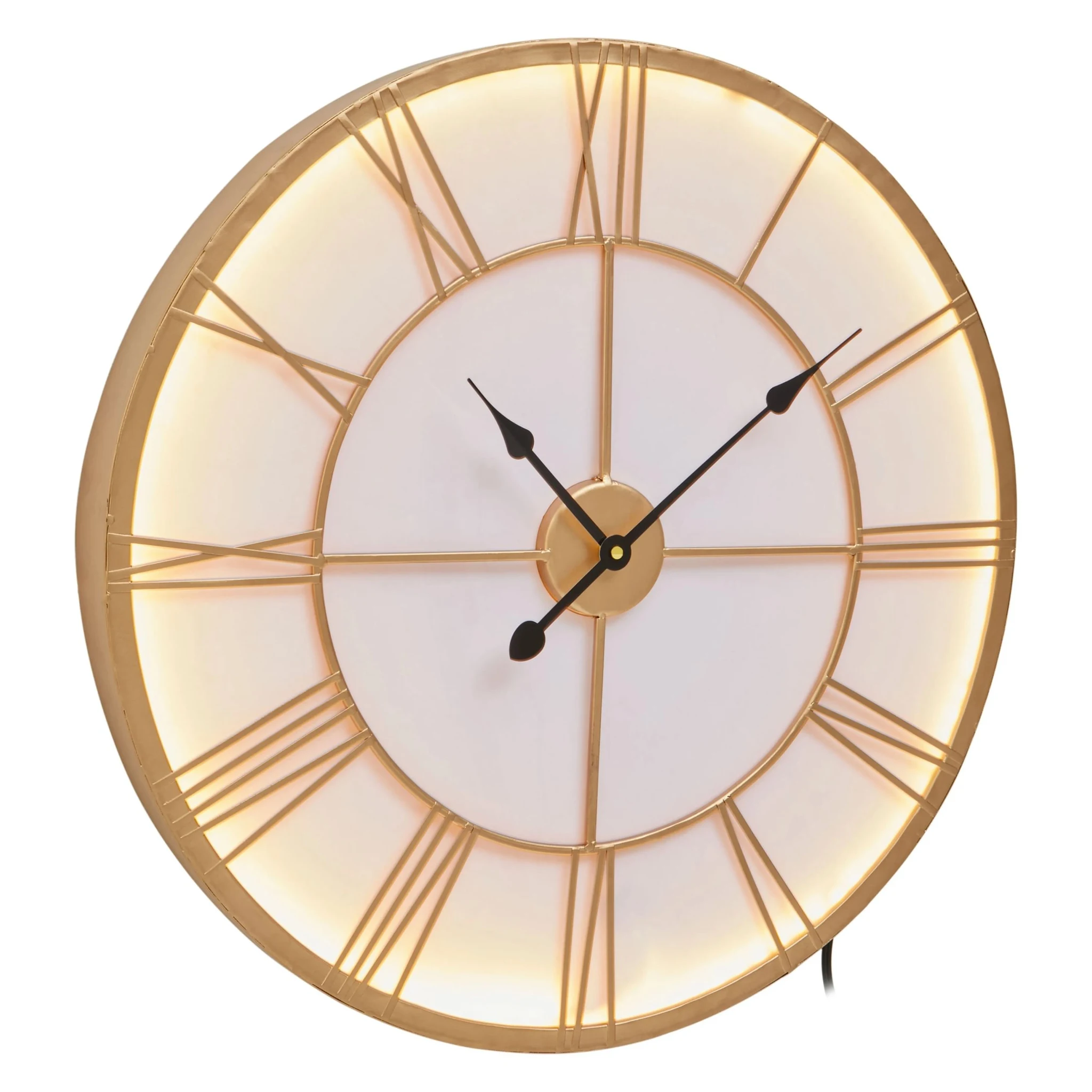 Genova 60cm Dia Small Gold and White LED Wall Clock - Decorative, photo 2 of 6