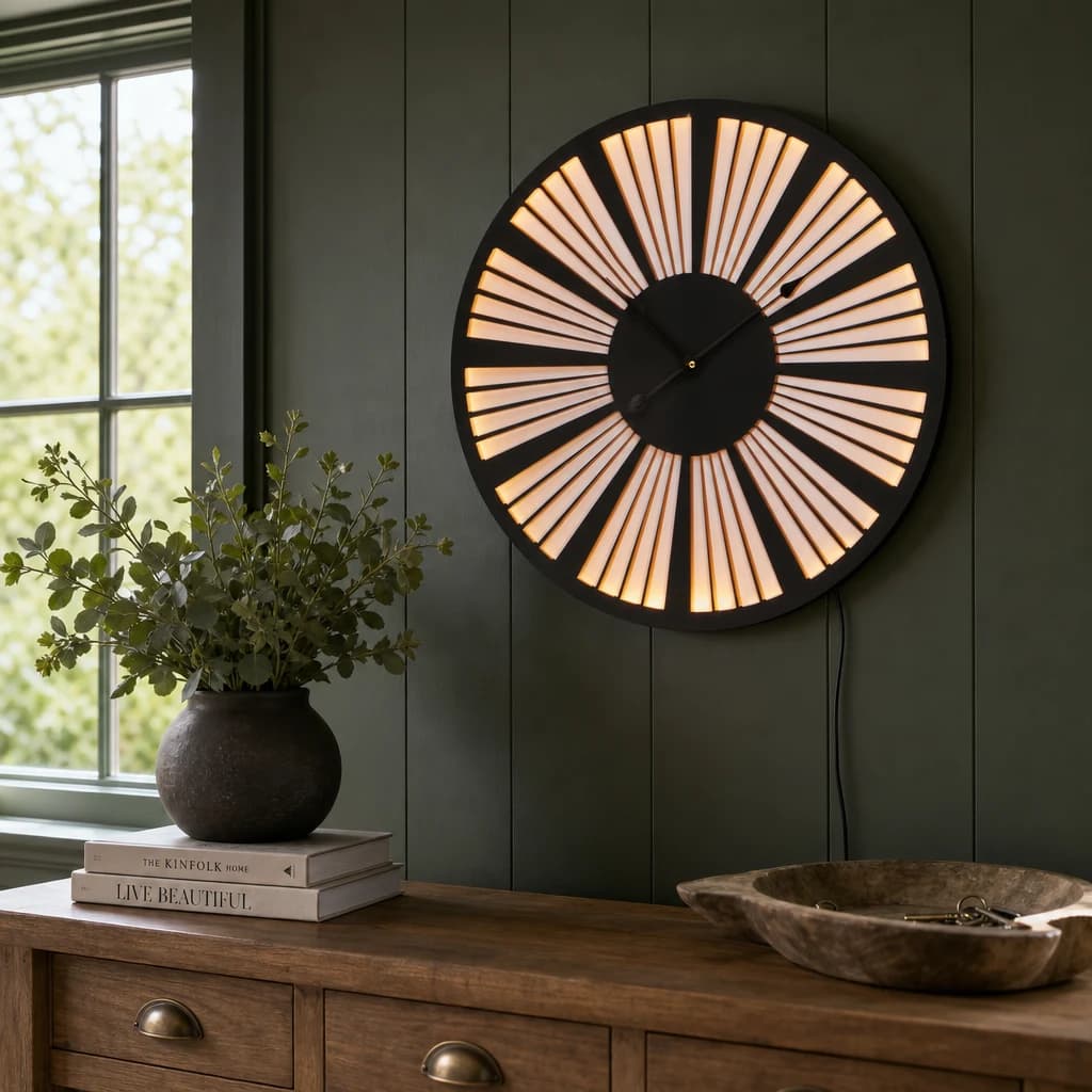 Genova 60cm Dia Small Black and White LED Wall Clock - Decorative, photo 1 of 4