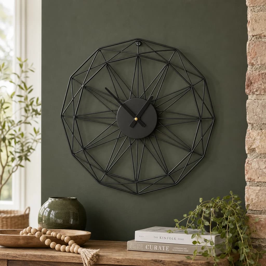 Genova 40cm Dia Small Black Metal Wall Clock - Decorative, photo 1 of 4