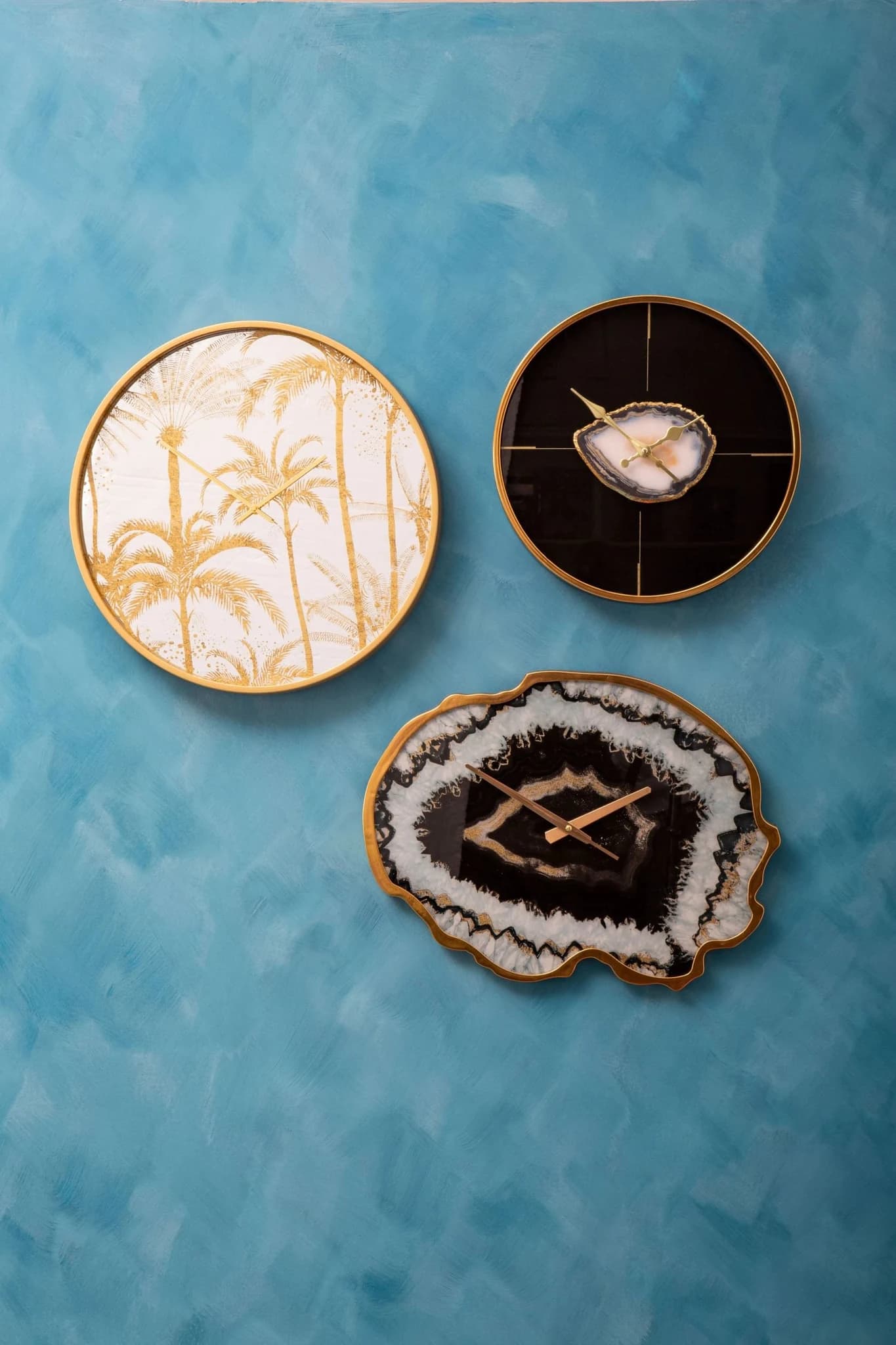 Celina Black And Gold Agate Effect Wall Clock - Decorative, photo 4 of 8