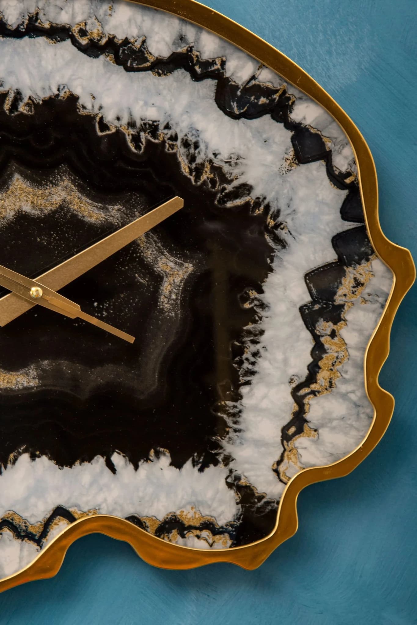 Celina Black And Gold Agate Effect Wall Clock - Decorative, photo 2 of 8