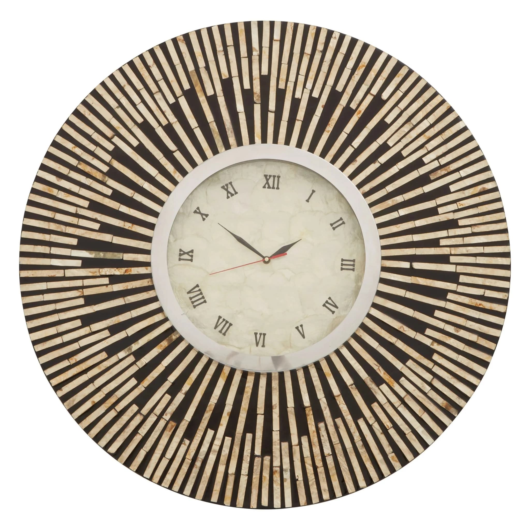 Palu 75cm Dia Black and Natural Shell Wall Clock - Decorative, photo 3 of 7