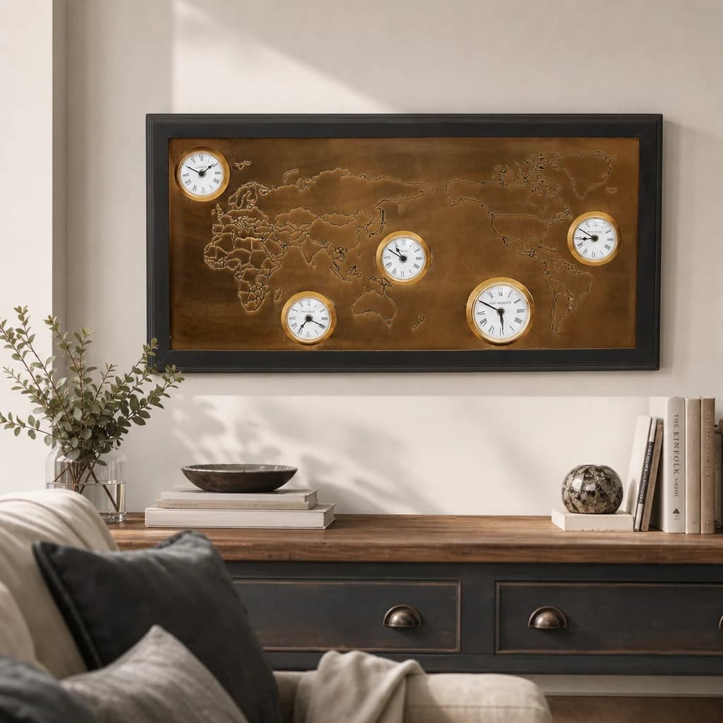 Hampstead World Map Wall Clock - Decorative, photo 1 of 2
