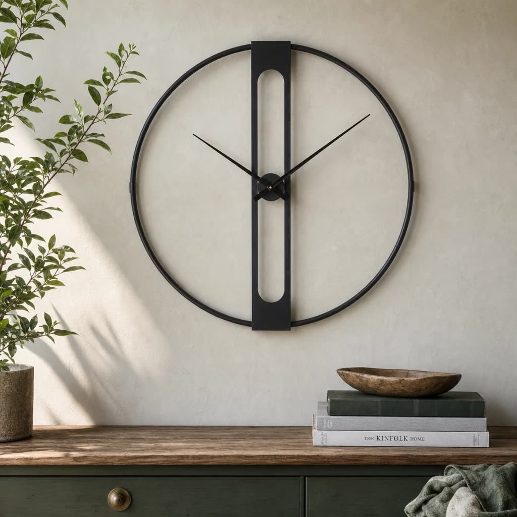 Beauly 107cm Dia Black Metal Wall Clock - Decorative, photo 1 of 8