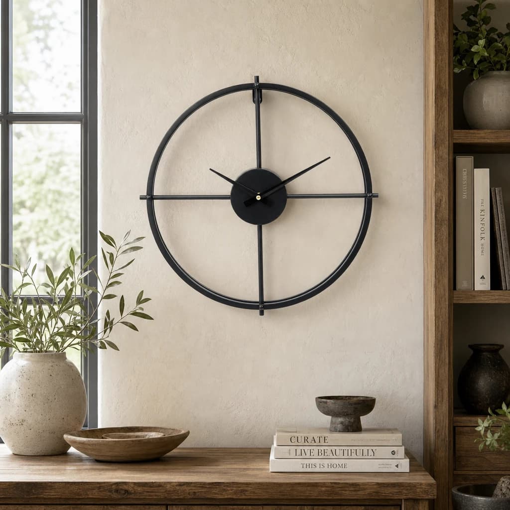 Kent 40cm Dia Small Black Finish Wall Clock - Decorative, photo 1 of 8