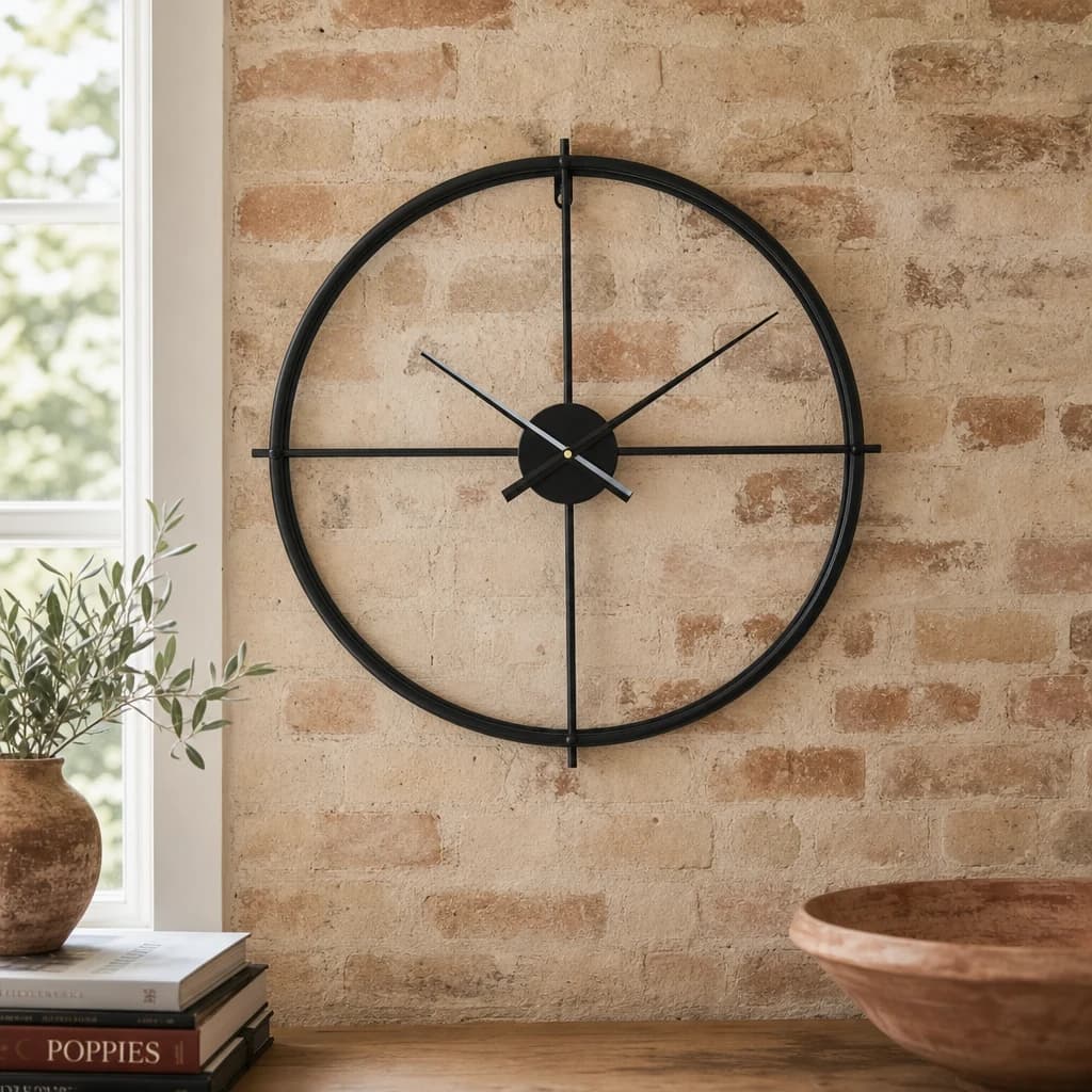 Kent 60cm Dia Large Black Finish Wall Clock - Decorative, photo 1 of 8