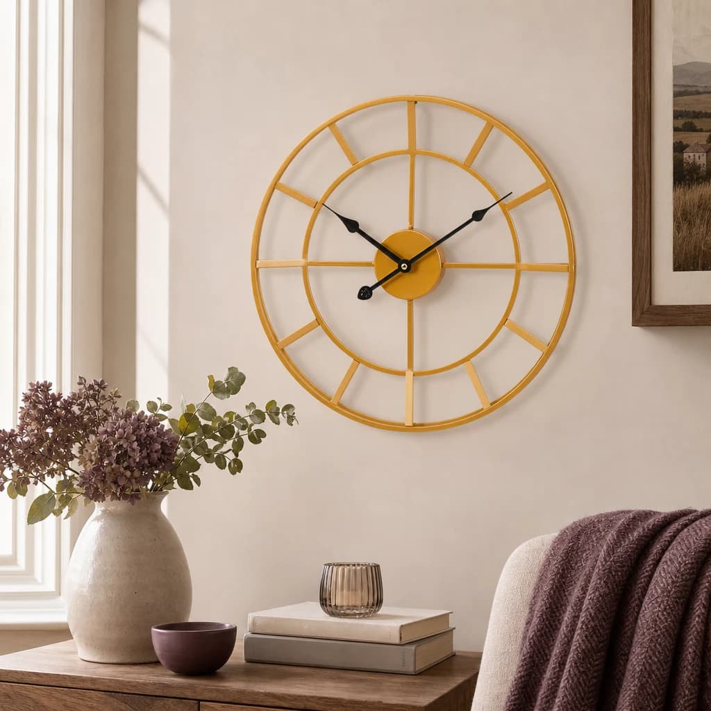 Kent 40cm Dia Small Gold Finish Metal Wall Clock - Decorative, photo 1 of 8