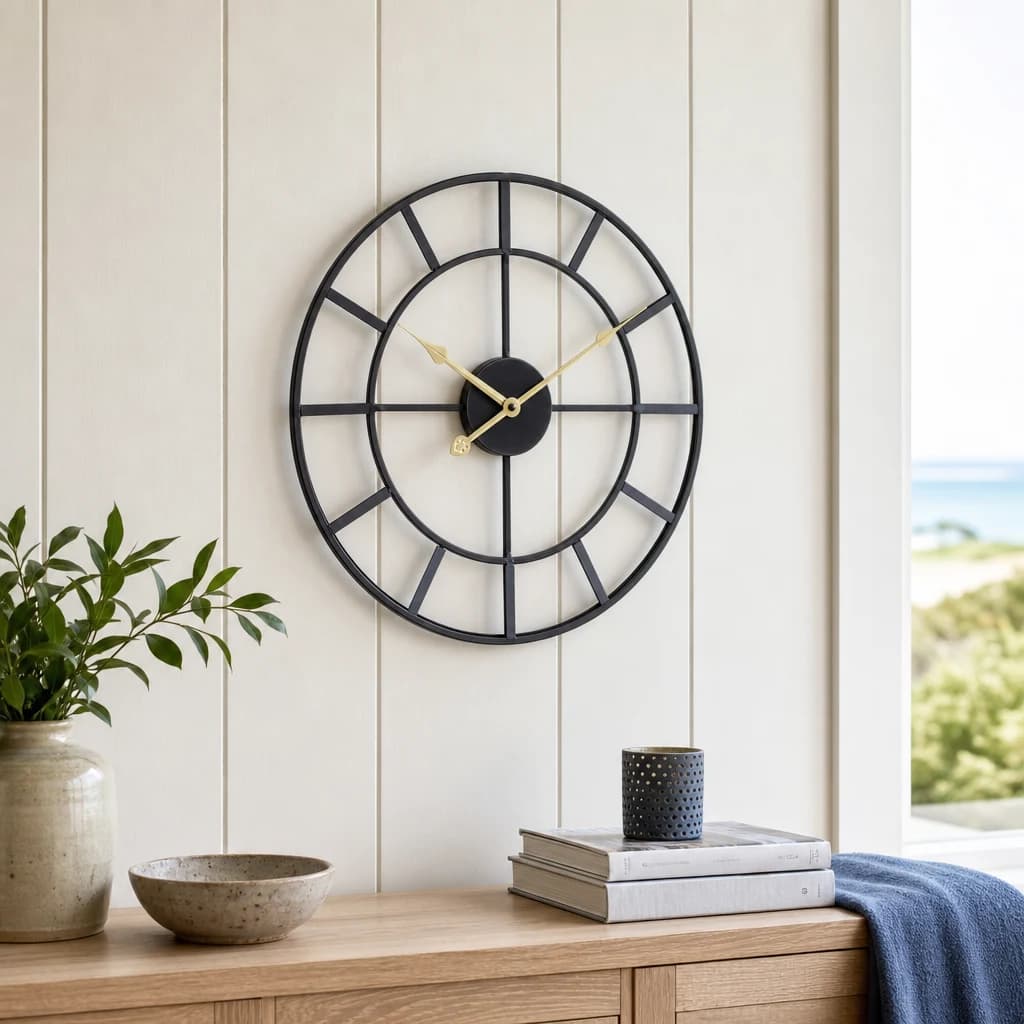 Kent 40cm Dia Small Black Finish Metal Wall Clock - Decorative, photo 1 of 8
