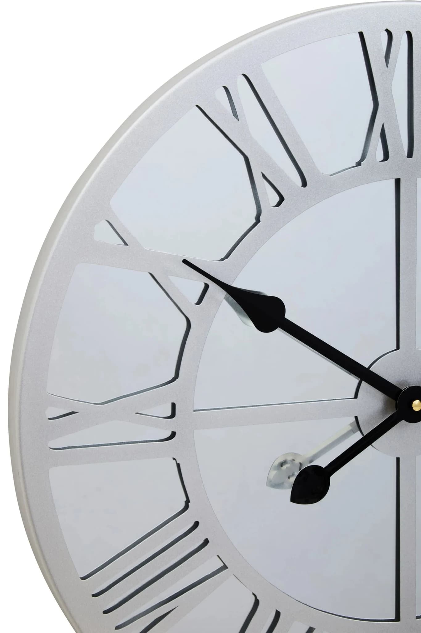 Kent 50cm Dia Silver Mirrored Wall Clock - Decorative, photo 8 of 8