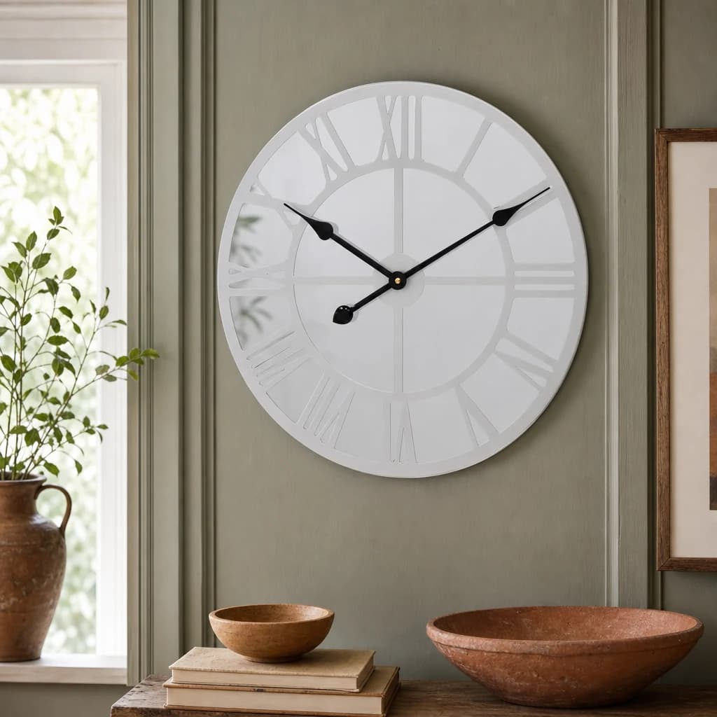 Kent 50cm Dia Silver Mirrored Wall Clock - Decorative, photo 1 of 8