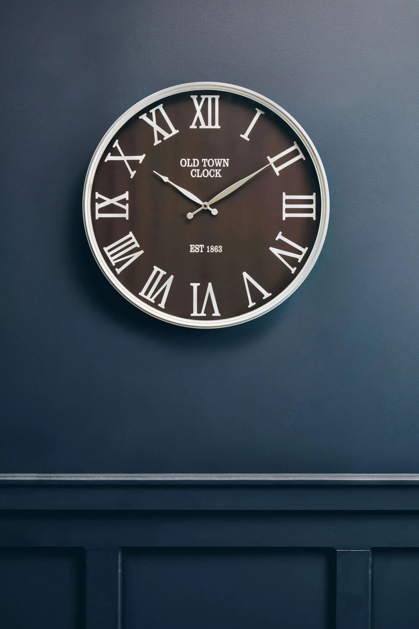 Kent 60cm Dia Black and Silver Wall Clock - Decorative, photo 5 of 8