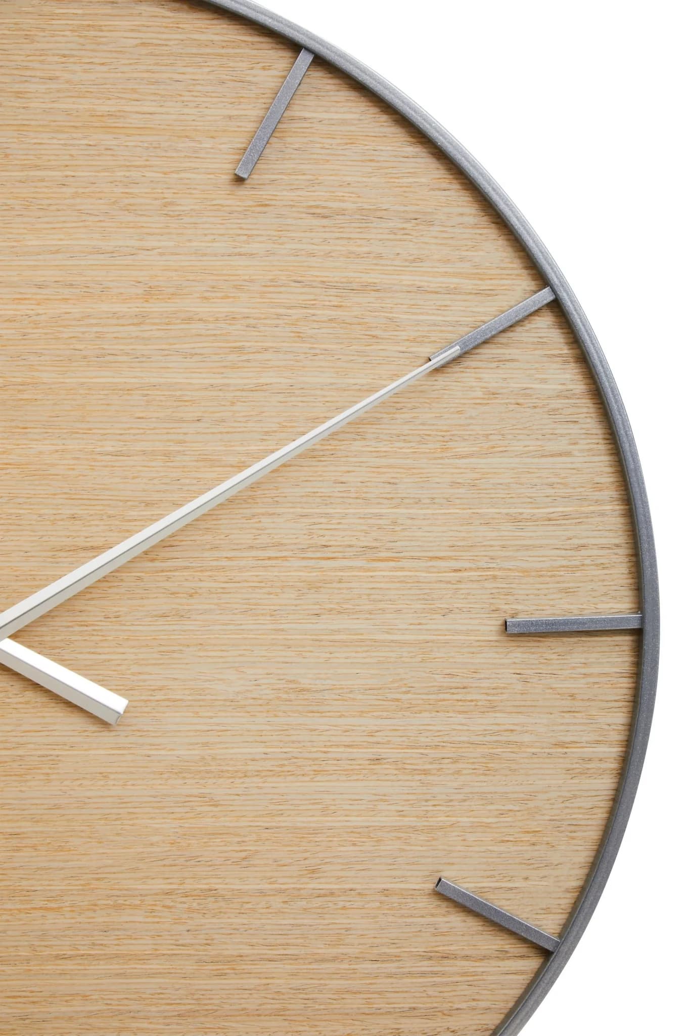 Kent 60cm Dia Silver and Natural Wall Clock - Decorative, photo 7 of 8