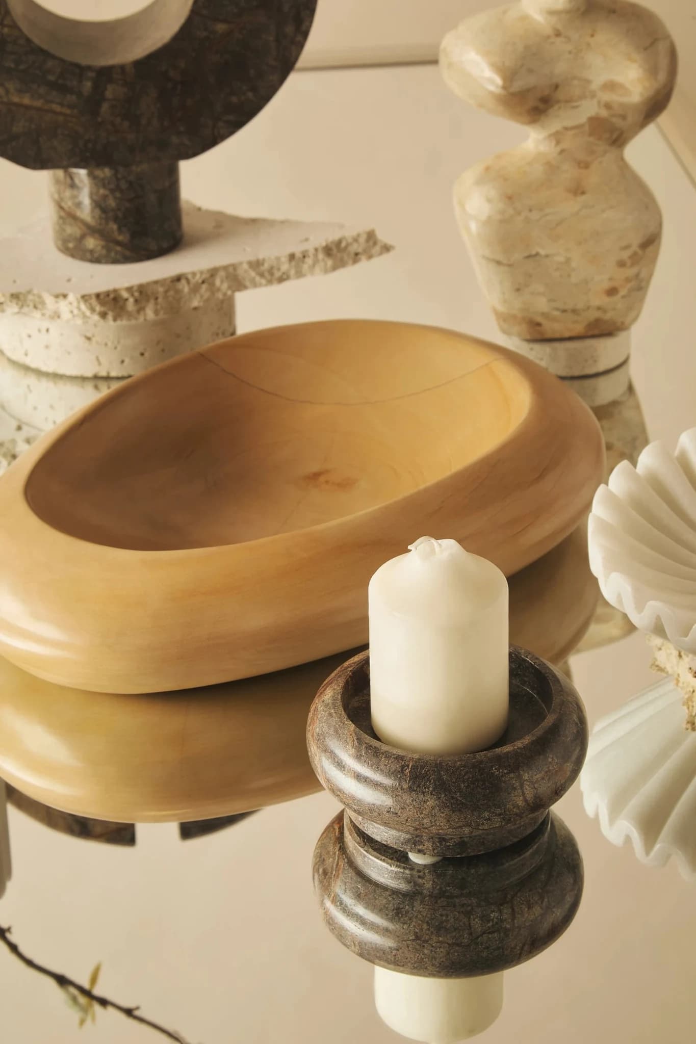 Fazio Forest Green Marble Pillar Candle Holder - Decorative, photo 3 of 8