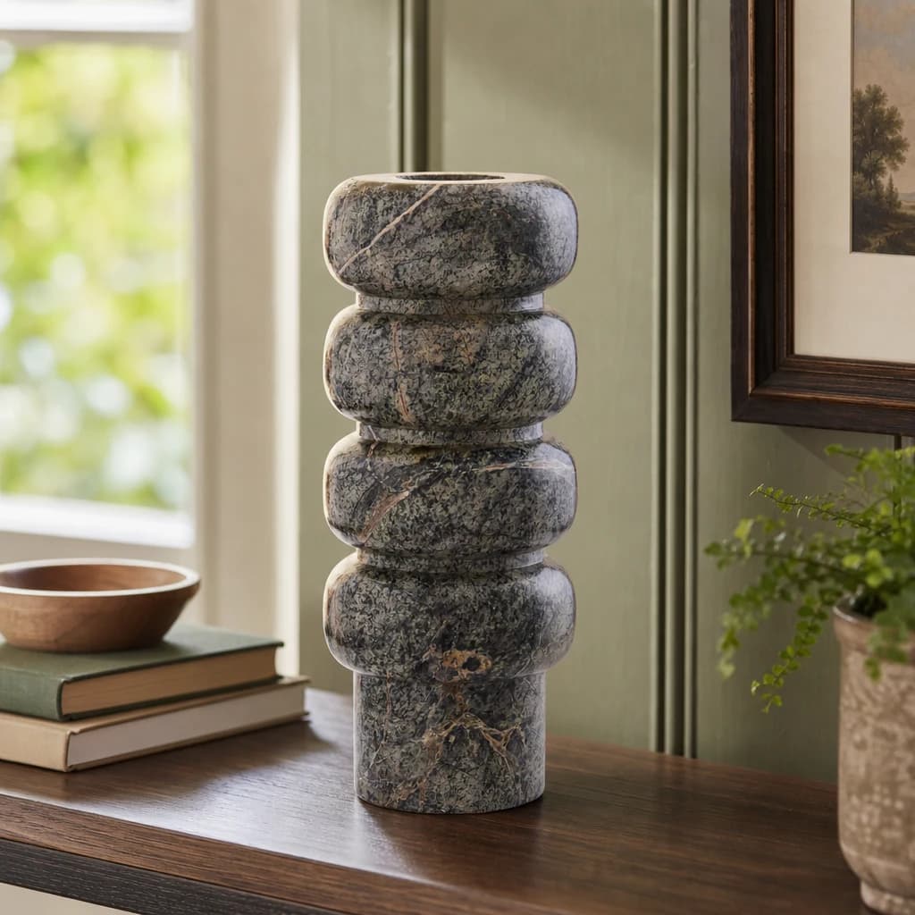 Fazio Forest Green Marble Vase - Vases, photo 1 of 6