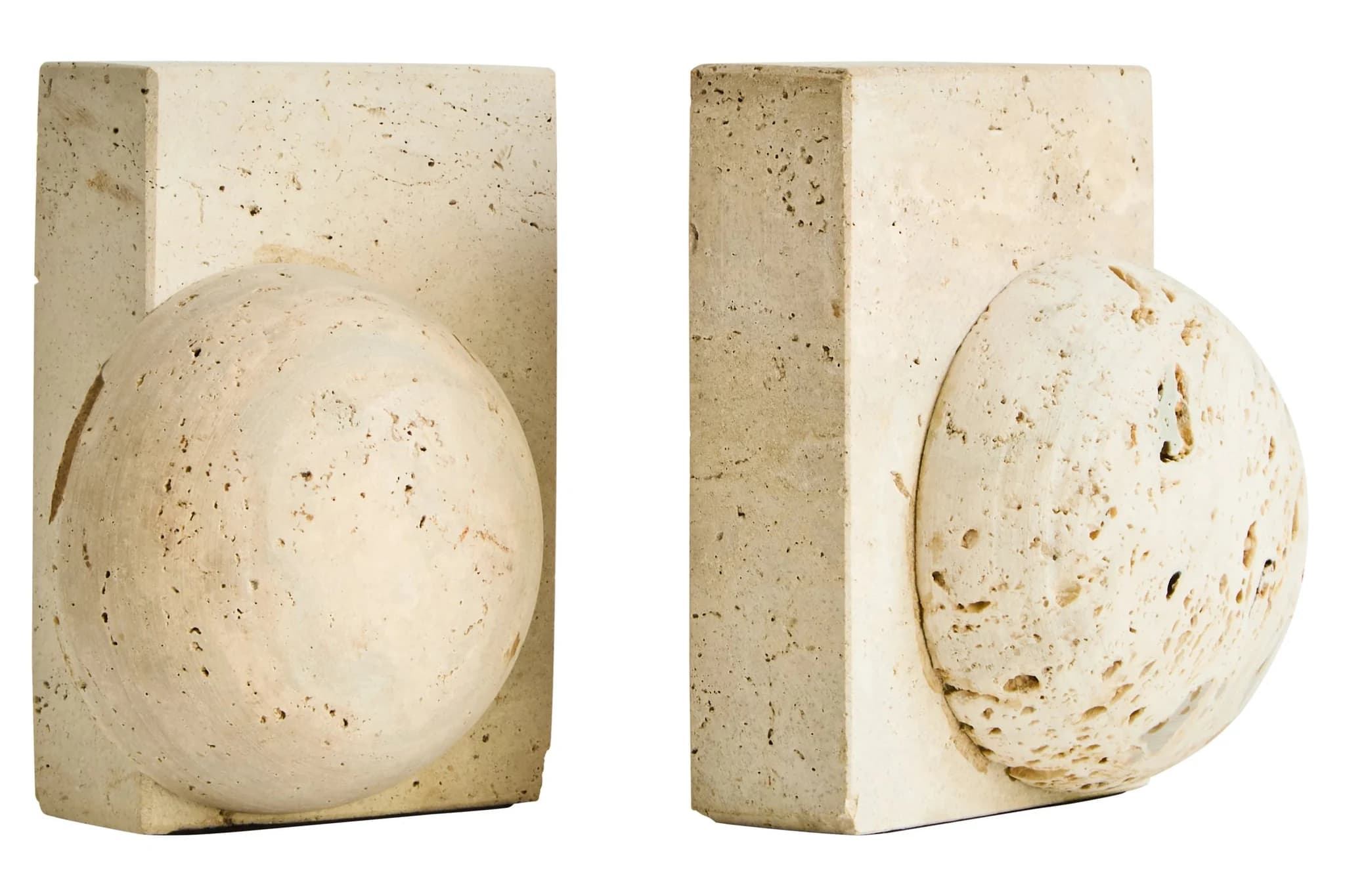 Tibor Travertine Set of Two Spherical Bookends - Decorative, photo 4 of 8
