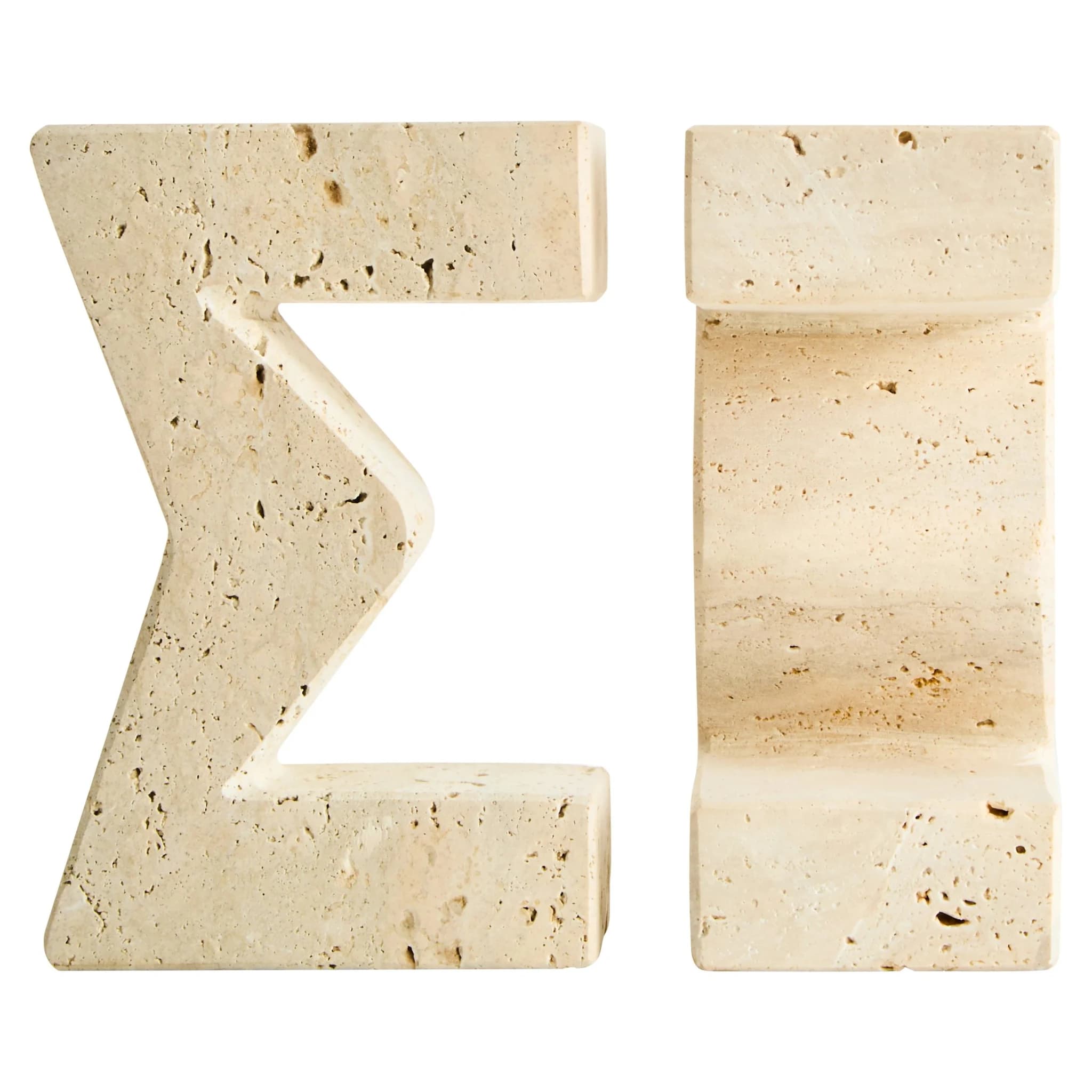 Tibor Travertine Set of Two Sigma Bookends - Decorative, photo 2 of 6