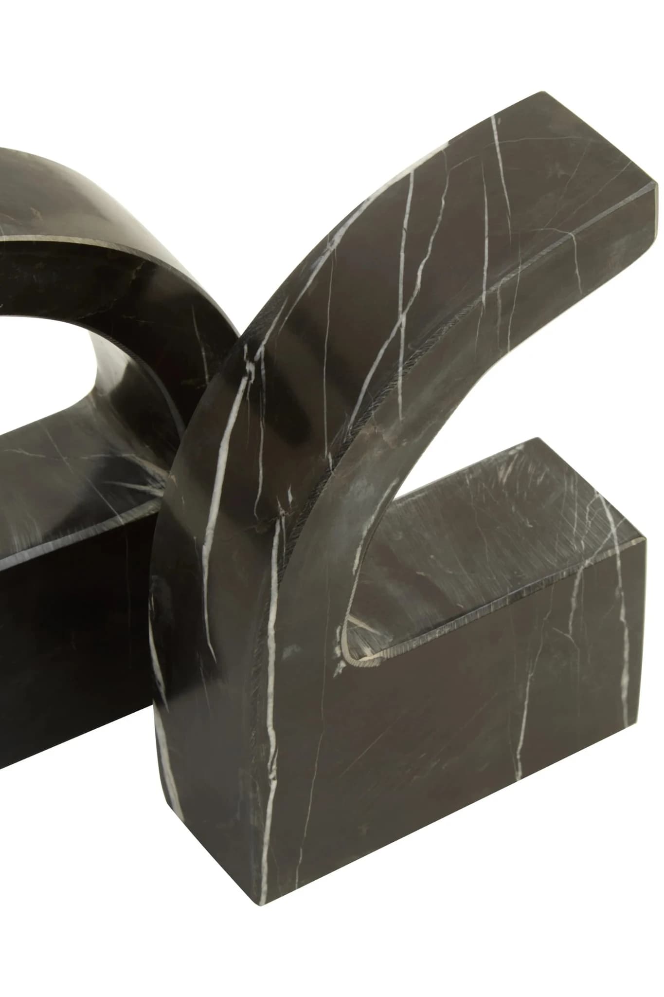 Zoro Black and White Marble Set of Two Comma Bookends - Decorative, photo 4 of 5