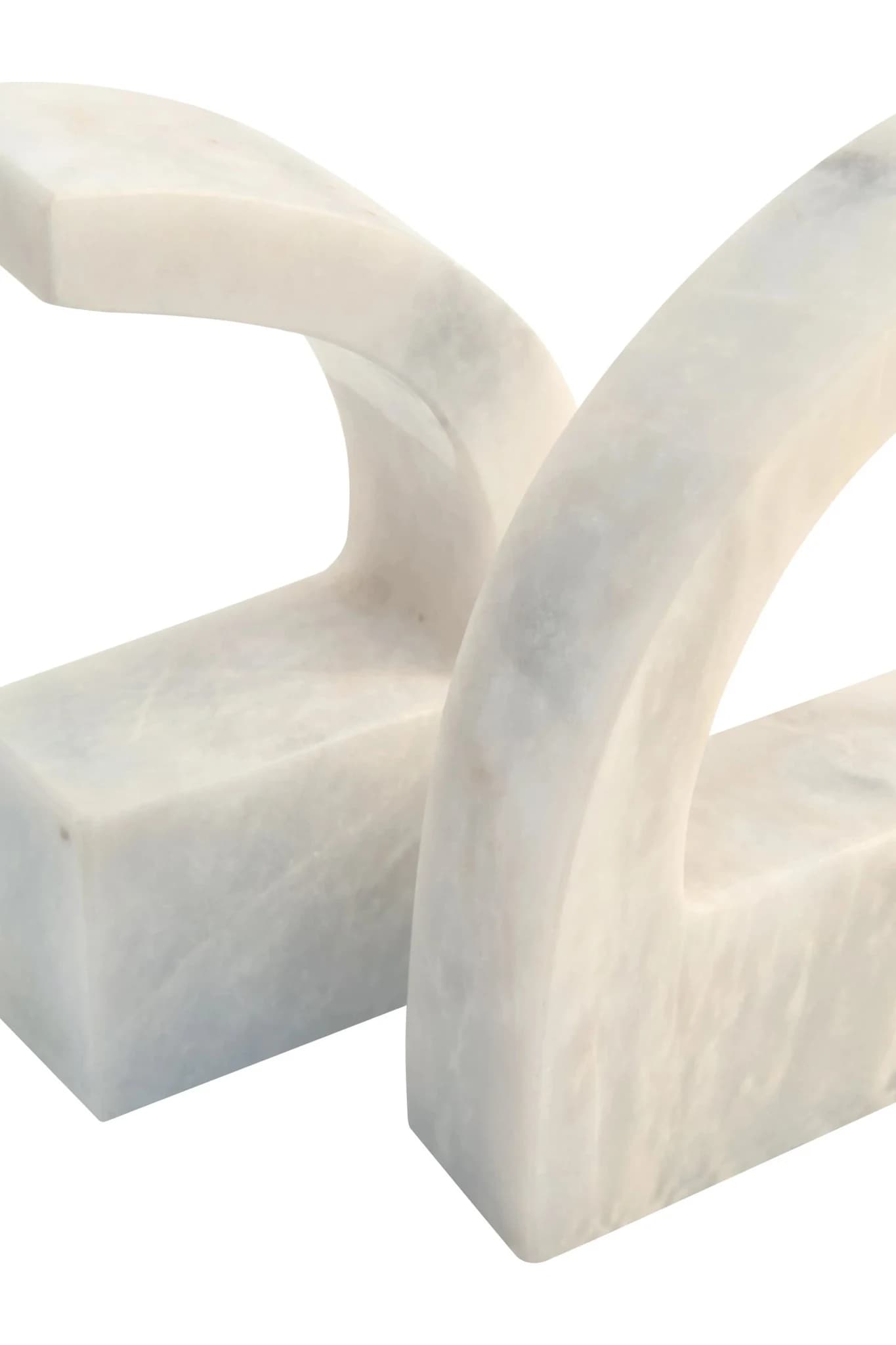 Zoro White Marble Set of Two Comma Bookends - Decorative, photo 4 of 5