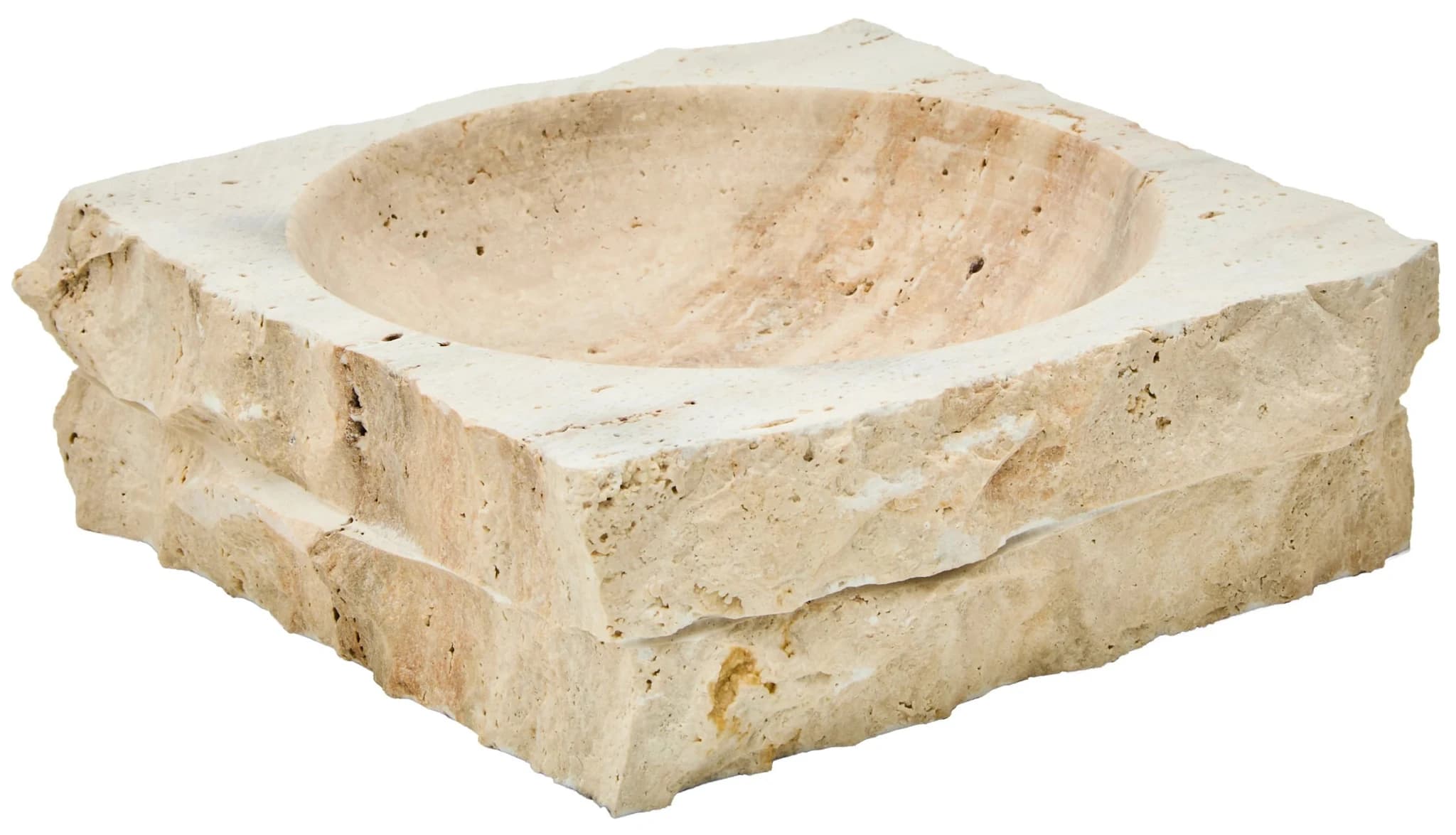 Tibor Travertine Rough Edge Square Bowl - Decorative, photo 2 of 6