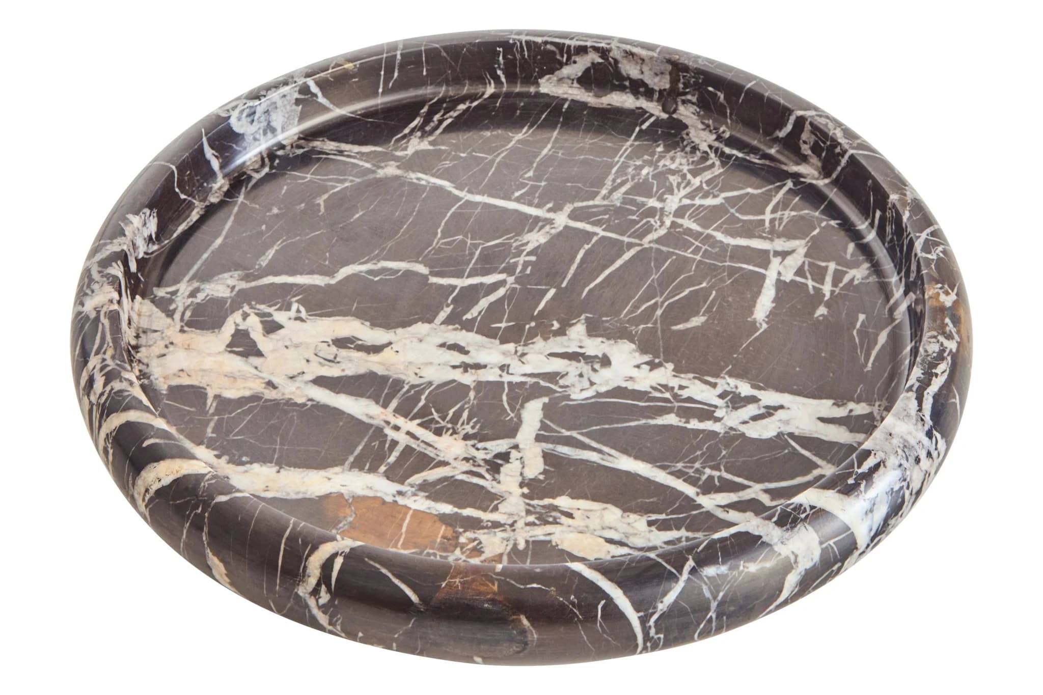 Zoro Black and White Marble Round Tray - Decorative, photo 3 of 6