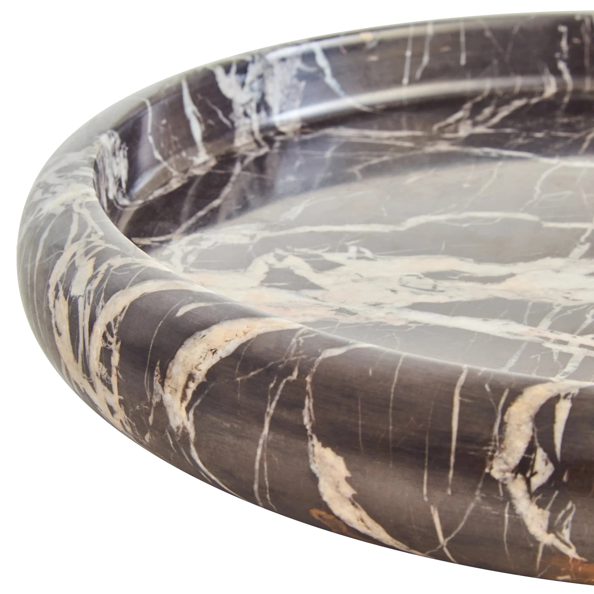 Zoro Black and White Marble Round Tray - Decorative, photo 4 of 6