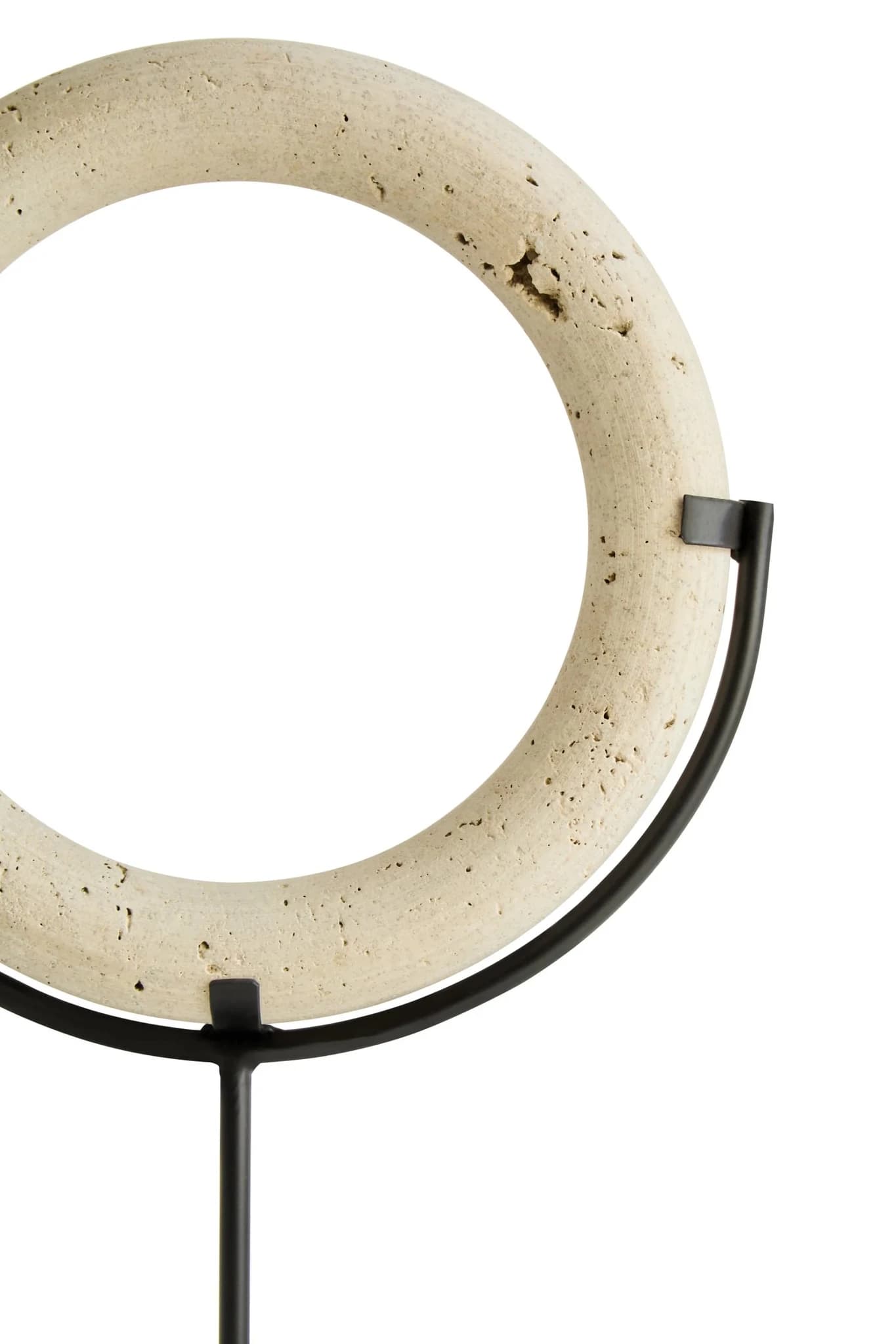Tibor Travertine Ring Sculpture on Metal Stand - Decorative, photo 7 of 7
