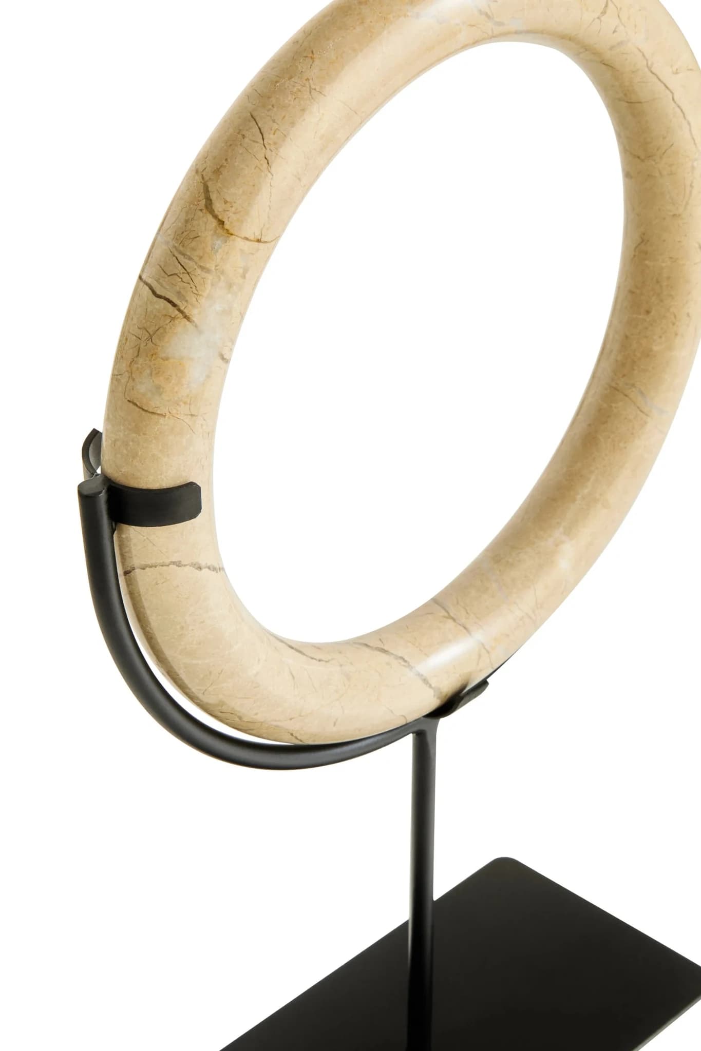 Zoro Cream Marble Ring Sculpture on Metal Stand - Decorative, photo 5 of 7