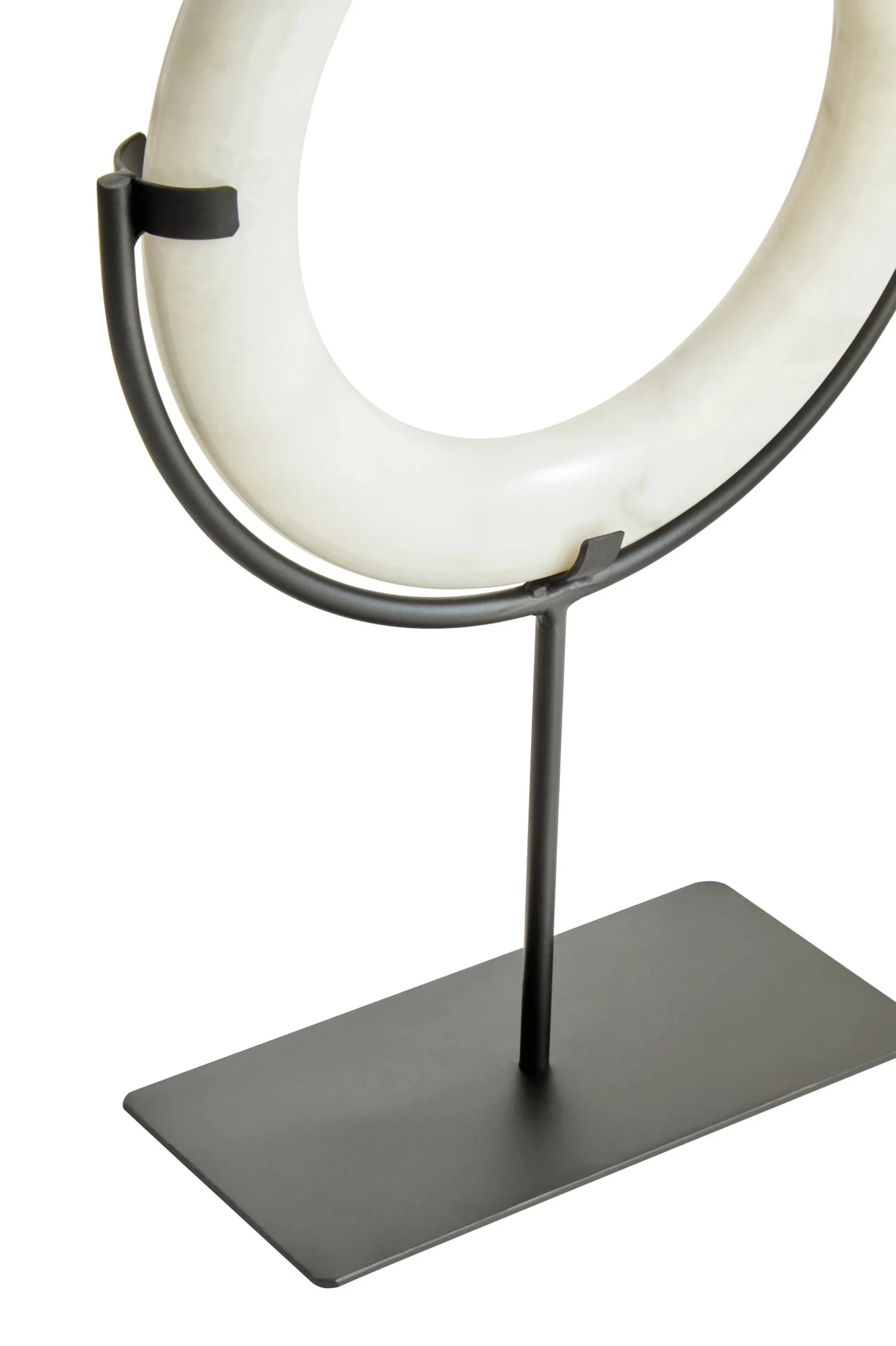 Zoro White Marble Ring Sculpture on Metal Stand - Decorative, photo 6 of 7