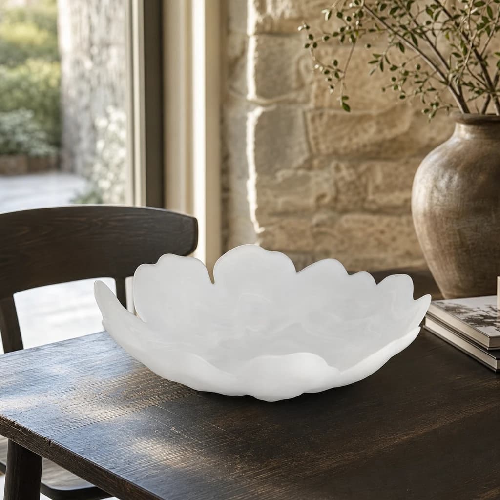 Galene Fluted White Glass Plate - Decorative, photo 1 of 8