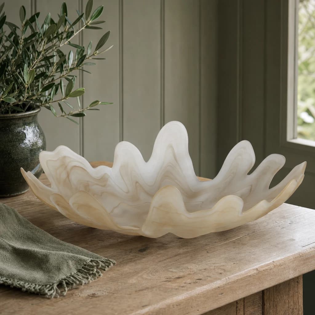 Galene Natural Fluted Glass Plate - Decorative, photo 1 of 8