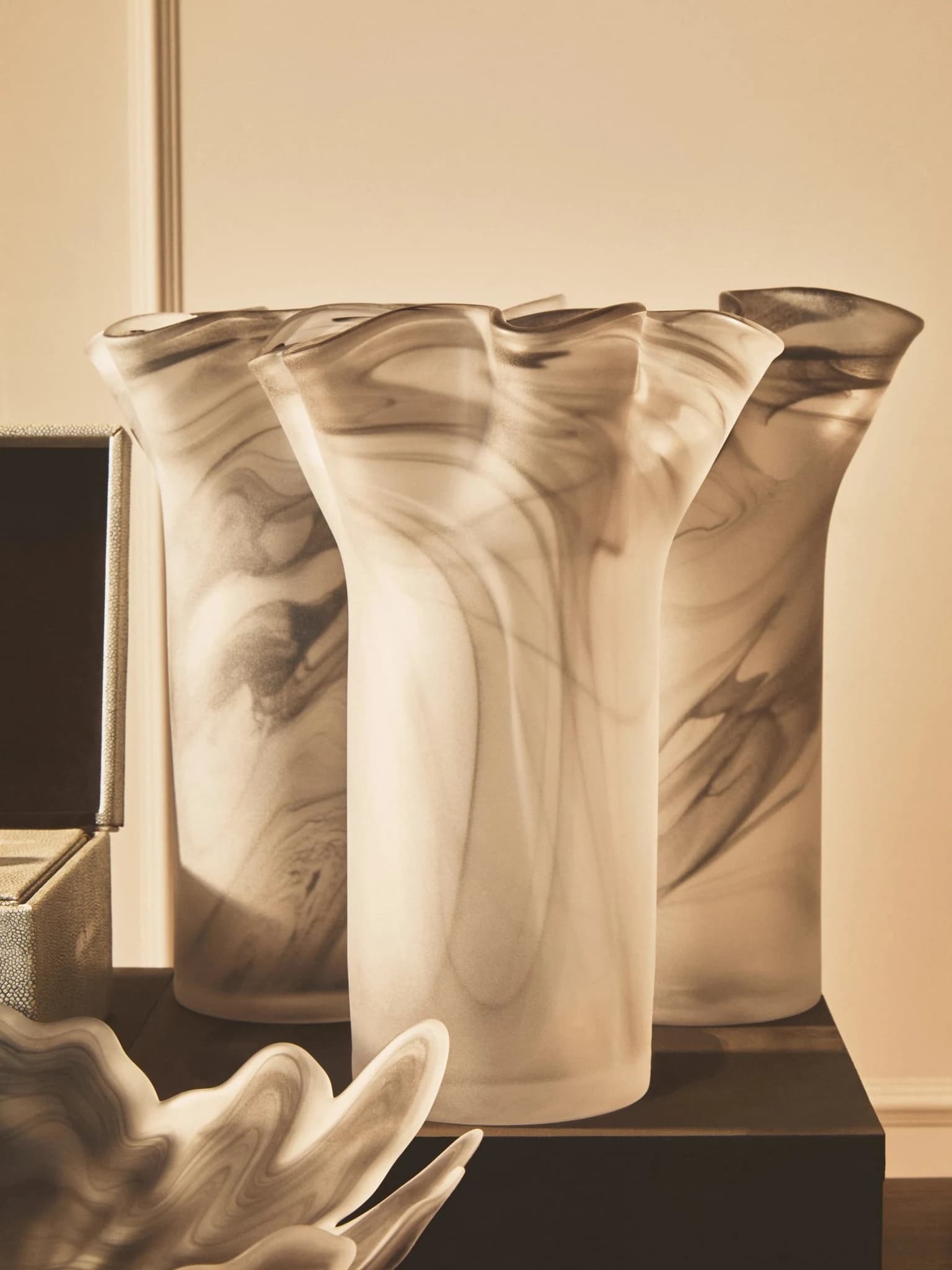 Galene Fluted Grey Glass Vase - Vases, photo 3 of 8