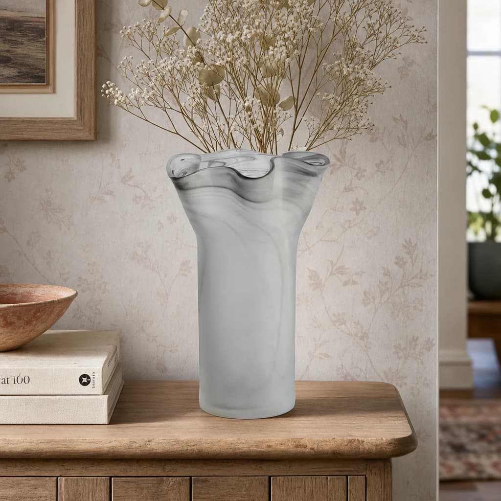 Galene Fluted Grey Glass Vase - Vases, photo 1 of 8
