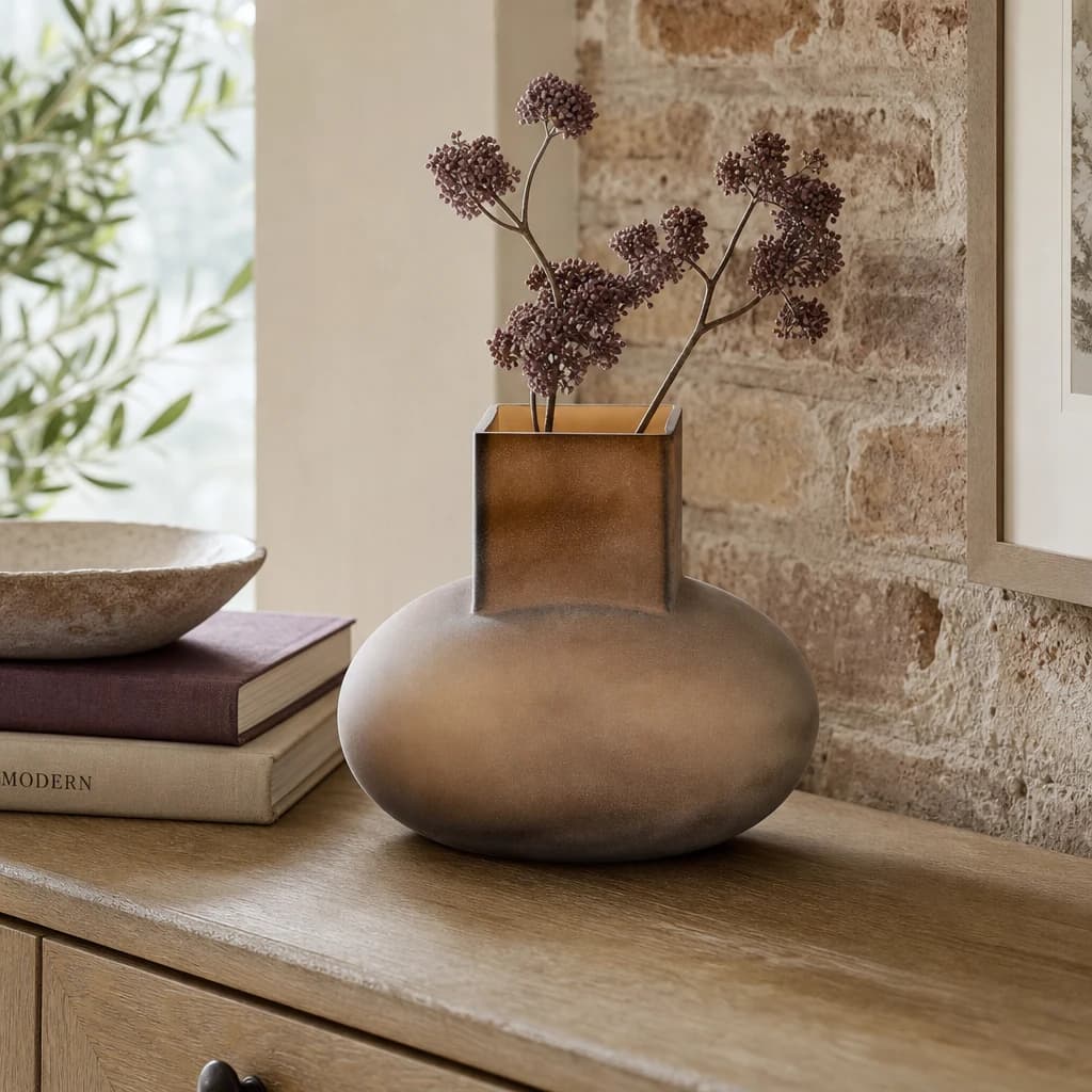 Gabi Brown Opaque Glass Small Vase - Vases, photo 1 of 5