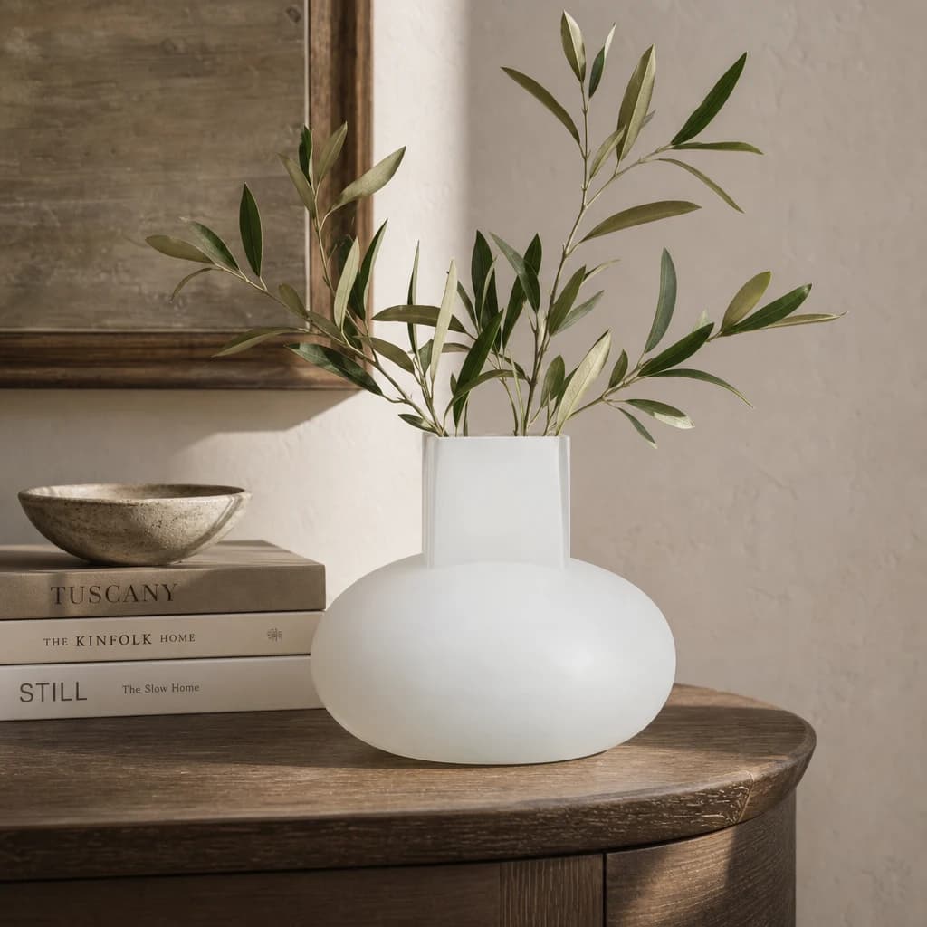 Gabi White Opaque Glass Small Vase - Vases, photo 1 of 7