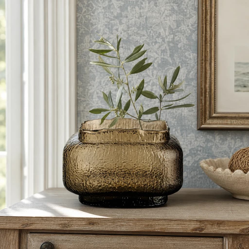 Galea Brown Textured Glass Small Vase - Vases, photo 1 of 5