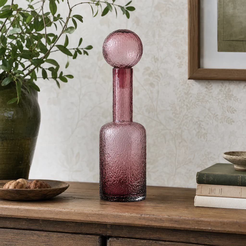 Galea Pink Textured Glass Small Bottle - Vases, photo 1 of 8