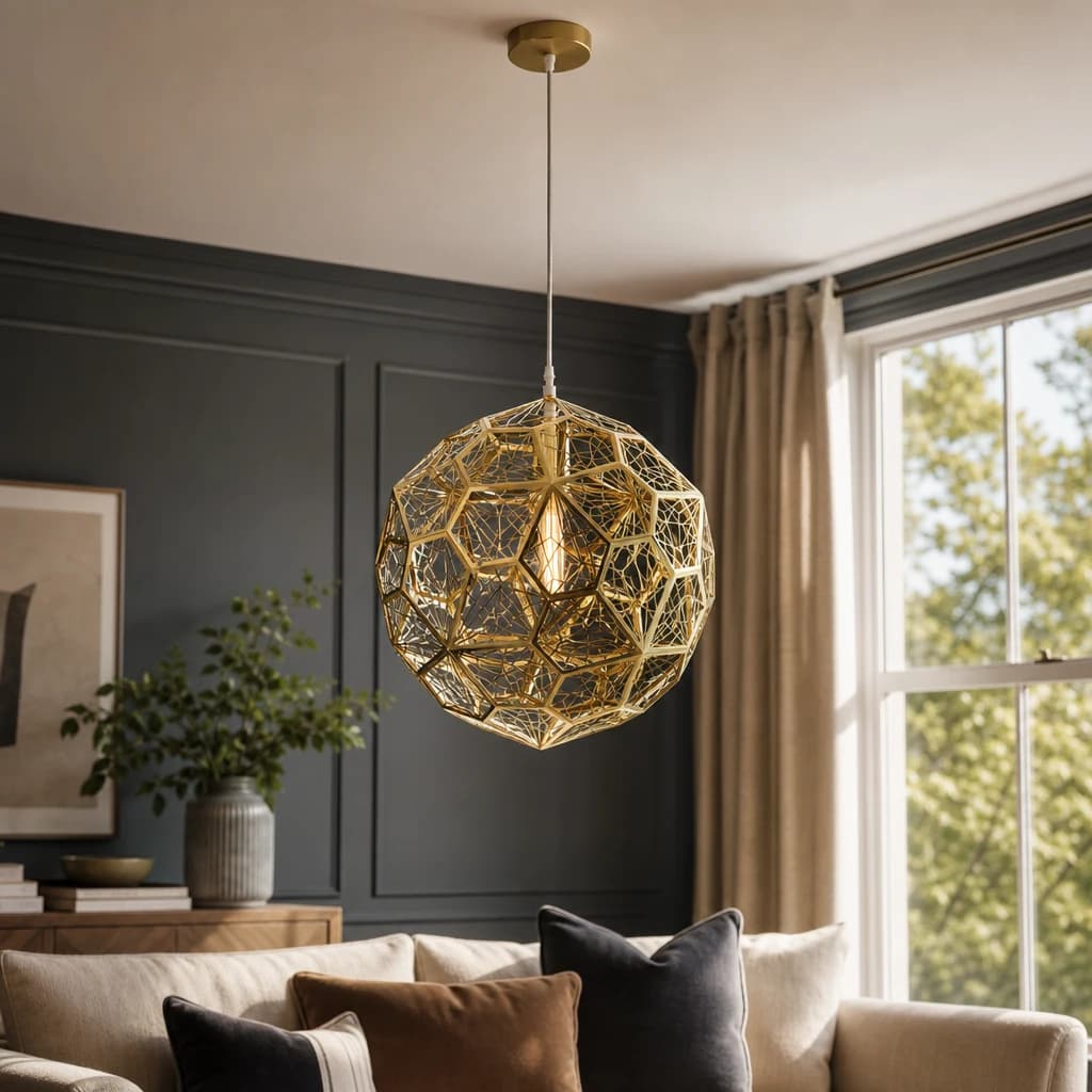 Akela Gold Finish Sphere Pendant Light - Pendant lights, photo 1 of 4