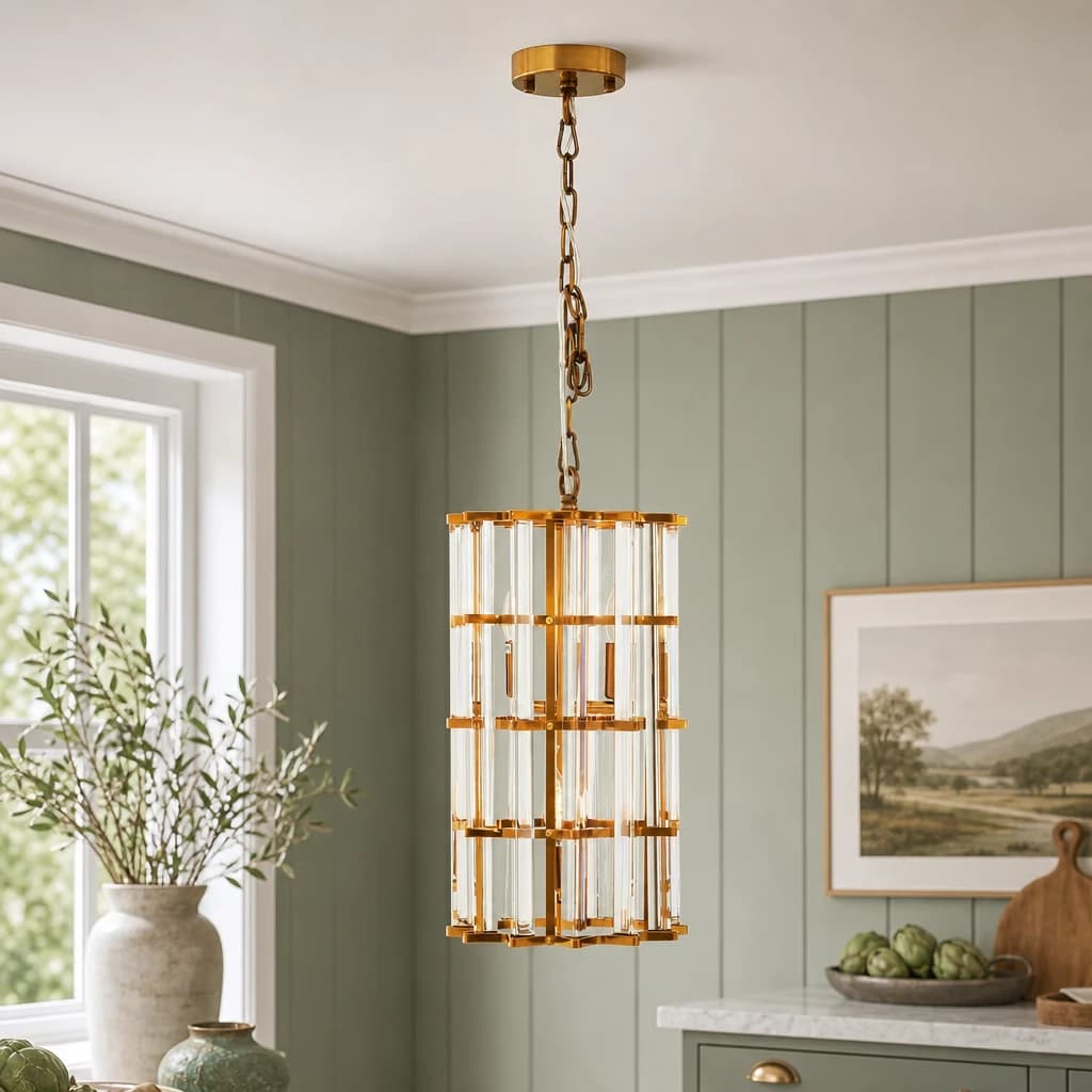 Karli Brass Finish Small Vertical Pendant Light - Pendant lights, photo 1 of 7