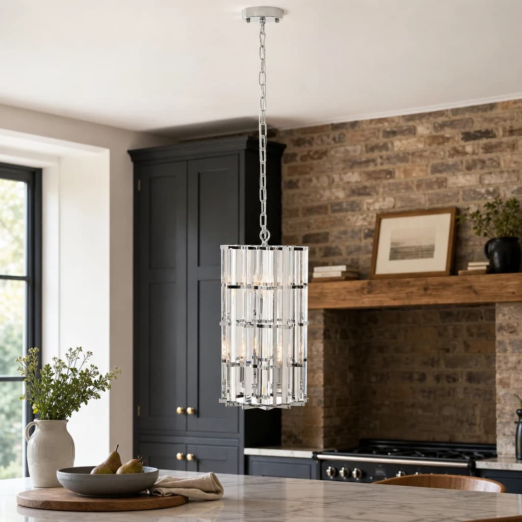 Karli Chrome Finish Small Vertical Pendant Light - Pendant lights, photo 1 of 7